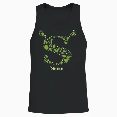 Shrek Character Silhouettes Iconic S Logo Unisex Tank Top - Black
