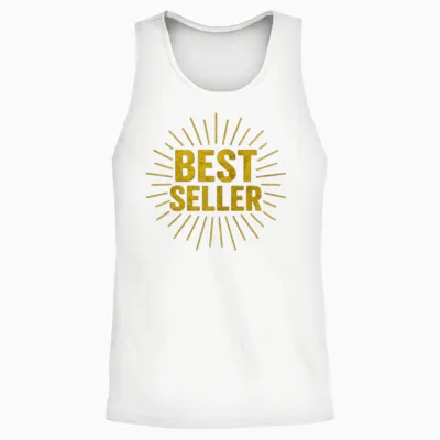 Gold Bestseller Burst Typography Unisex Tank Top - White