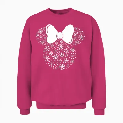 Disney Minnie Mouse Icon Winter Holiday Christmas Snowflakes Unisex Sweatshirt - Heliconia