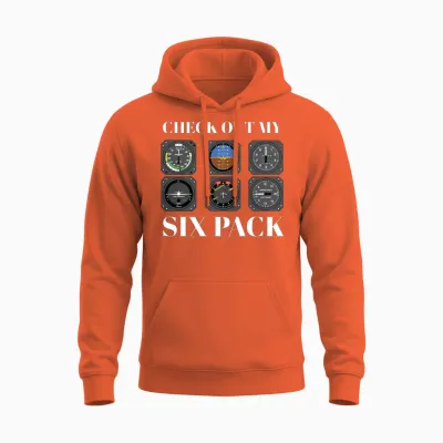 Funny Pilot Six Pack Aviation Flight Simulation Unisex Hoodie - Orange