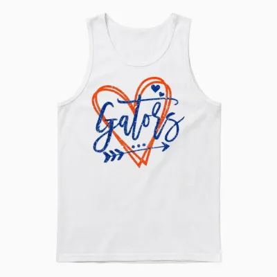 Retro Gators Heart Name Apparel Design for Men Women Unisex Tank Top - White