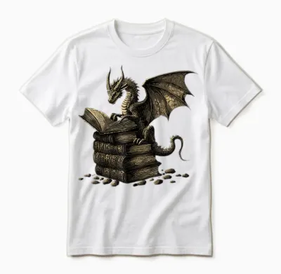 Cute Dragon Reading Book Fantasy Reader Bookworm Books Lovers Unisex T-Shirt - White