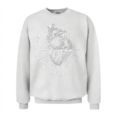 Valentine's Day Heart Kickstart My Heart Unisex Sweatshirt - White