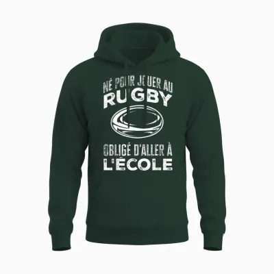 Rugby Player Born to Play Sports Rugby T-Shirt, Black, S Unisex Hoodie - Forest