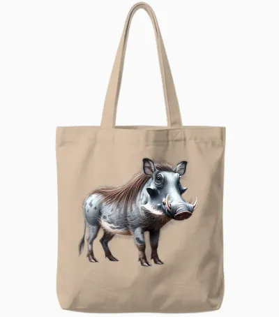 Warthog T-Shirt, Black, S Tote Bags - Natural