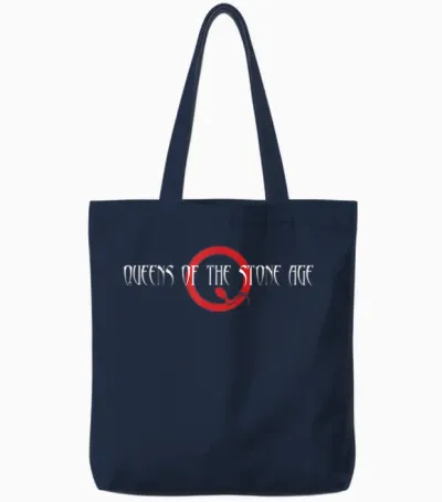 Official Stone Age Queens Q T-Shirt, Black, S Tote Bags - Navy
