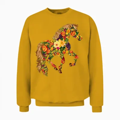 Horses Rich in Flowers Unisex Sweatshirt - Gold