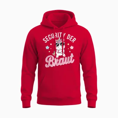 Security Der Braut Lustiges Jga Einhorn Unisex Hoodie - Red