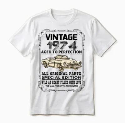 Vintage 1974-Aged to Perfection Unisex T-Shirt - White