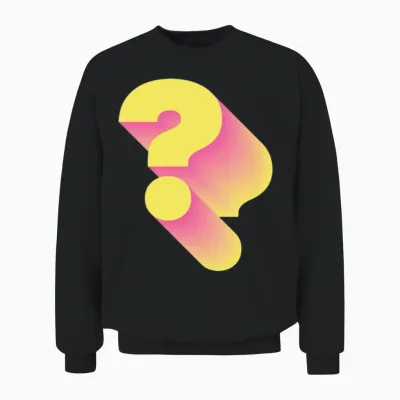 Retro Question Mark Punctuation Unisex Sweatshirt - Black