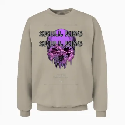 Electric Skull Lightning Design Unisex Sweatshirt - Sand