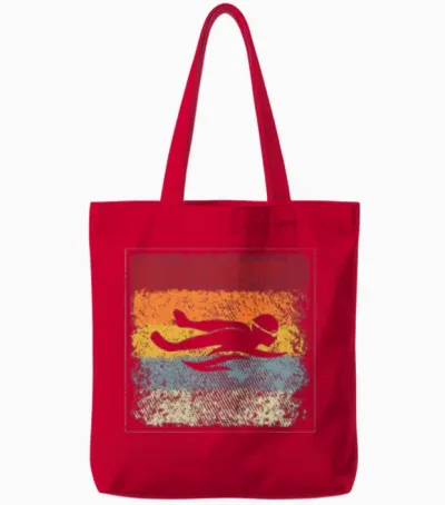 Swimming Retro Tote Bags - Red