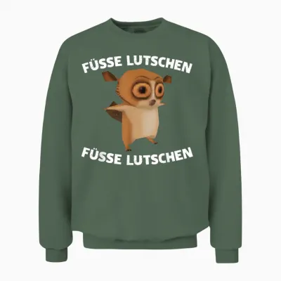 Feet Lutschen - Feet Lutschen X Lemur Meme Funny Unisex Sweatshirt - Military Green