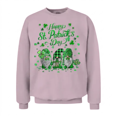 Happy St Patric Day Gnomes Saint Paddys Pattys Unisex Sweatshirt - Light Pink