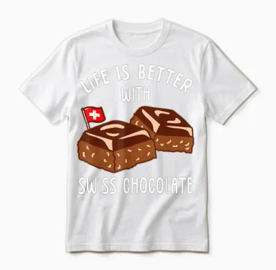 Life Is Better with Swiss Chocolate T-Shirt, Black, S Unisex T-Shirt - White