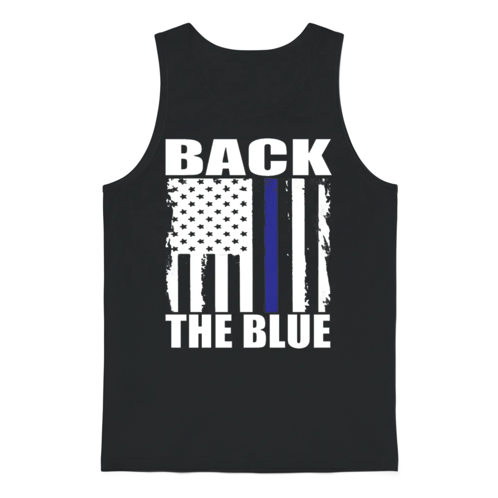 Back the Blue Thin Blue Line American Unisex Tank Top - Black