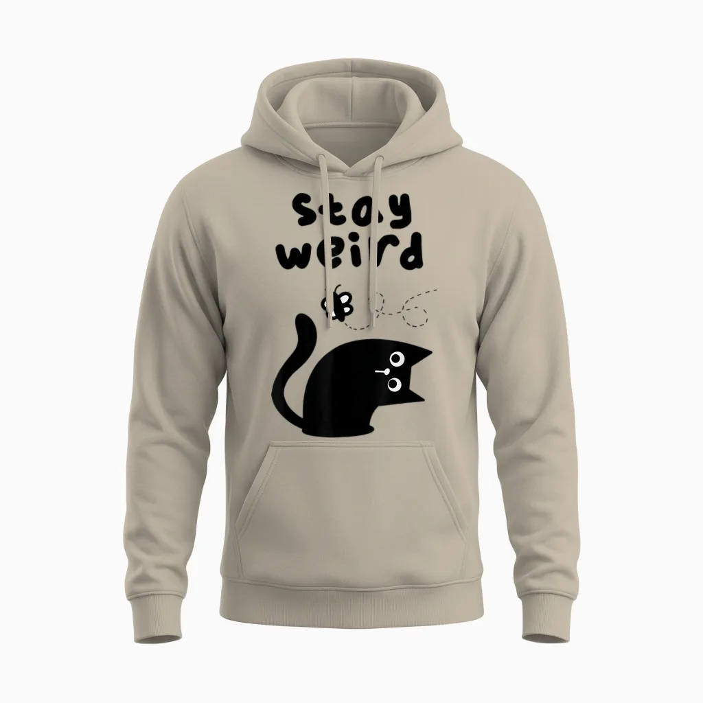 Bleib Komische Katze Unisex Hoodie in Sand