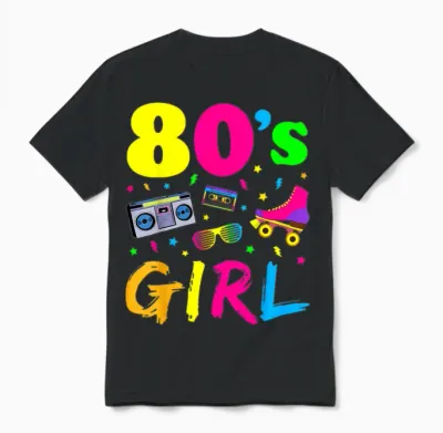 80s Party Theme Party Outfit Costume Vintage Retro T-Shirt, Black Unisex T-Shirt - Black