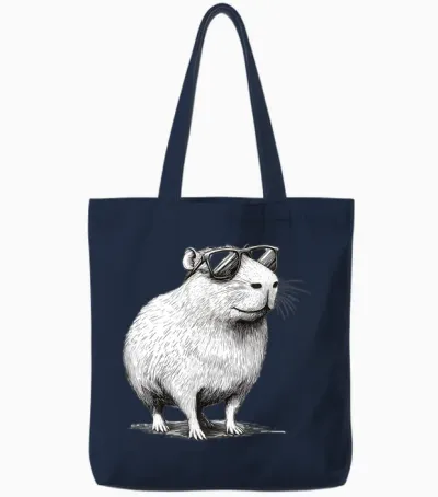 Lustiges Capybara Nagetier Mit Sonnenbrille Tier Geschenk Tote Bags - Navy