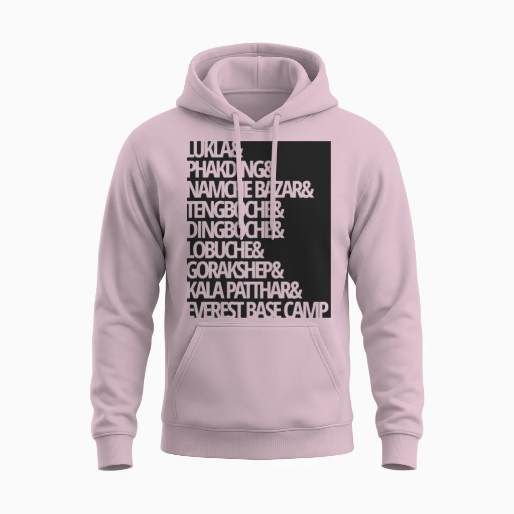 Everest Base Camp Trek Unisex Hoodie in Light Pink