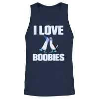 I Love Boobies Funny Blue Footed Boobies Bird Unisex Tank Top - Navy – 2