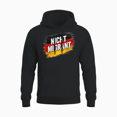 Nicht Migrant Deutschland Flagge Statement Unisex Hoodie - Black