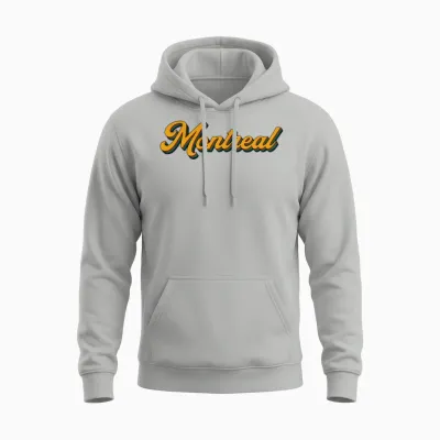 Montreal Retro Script Unisex Hoodie - Ash