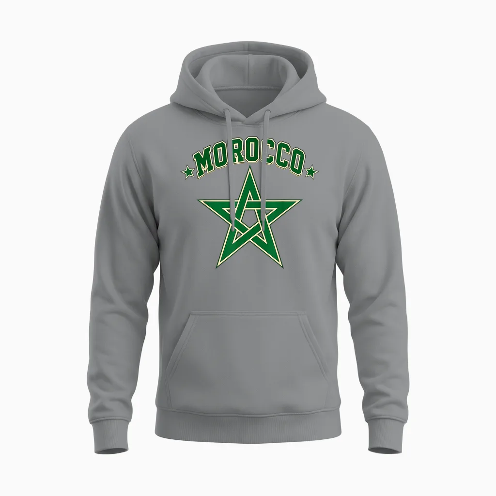 Maroc Drapeau Patriotique Marocain Unisex Hoodie in Sport Grey