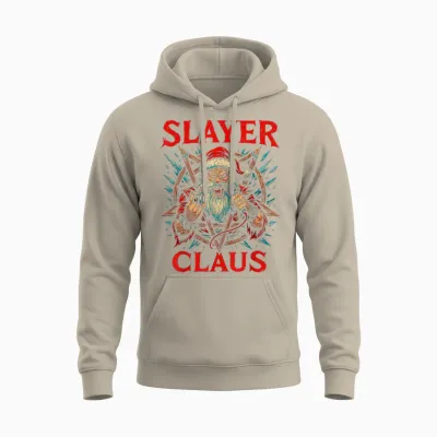 Slayer Claus Blegh Santa Metal Unisex Hoodie - Sand