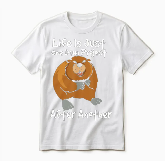 Funny Beaver Project Manager Unisex T-Shirt in White