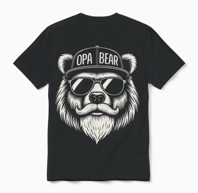 Herren Opa Bär – Lustiges Großvater Bär Unisex T-Shirt in Black
