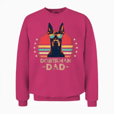 Doberman with Sunglasses Retro Unisex Sweatshirt - Heliconia