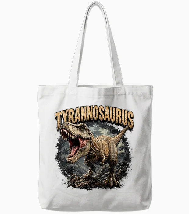 Tyrannosaure Dinosaure Prédateur Jurassique T Rex Rugissement Tote Bags in White