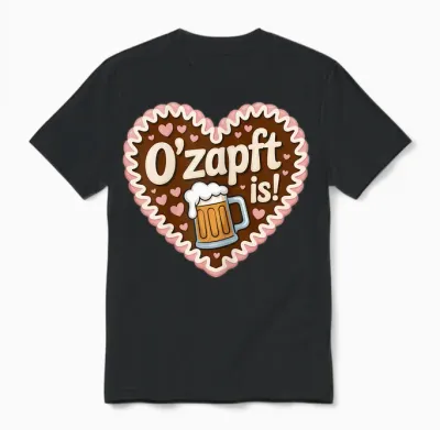 O'zapft Is Oktoberfest Volksfest Lebkuchenherz Bierkrug Unisex T-Shirt - Black