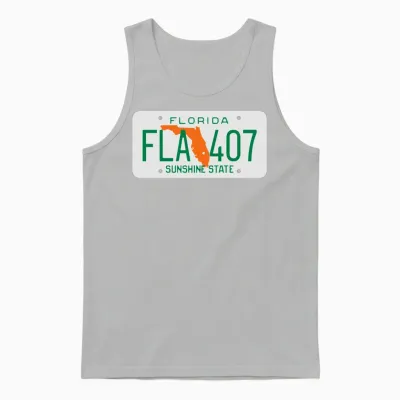 Retro Florida License Plate Fla 407 Unisex Tank Top - Ash