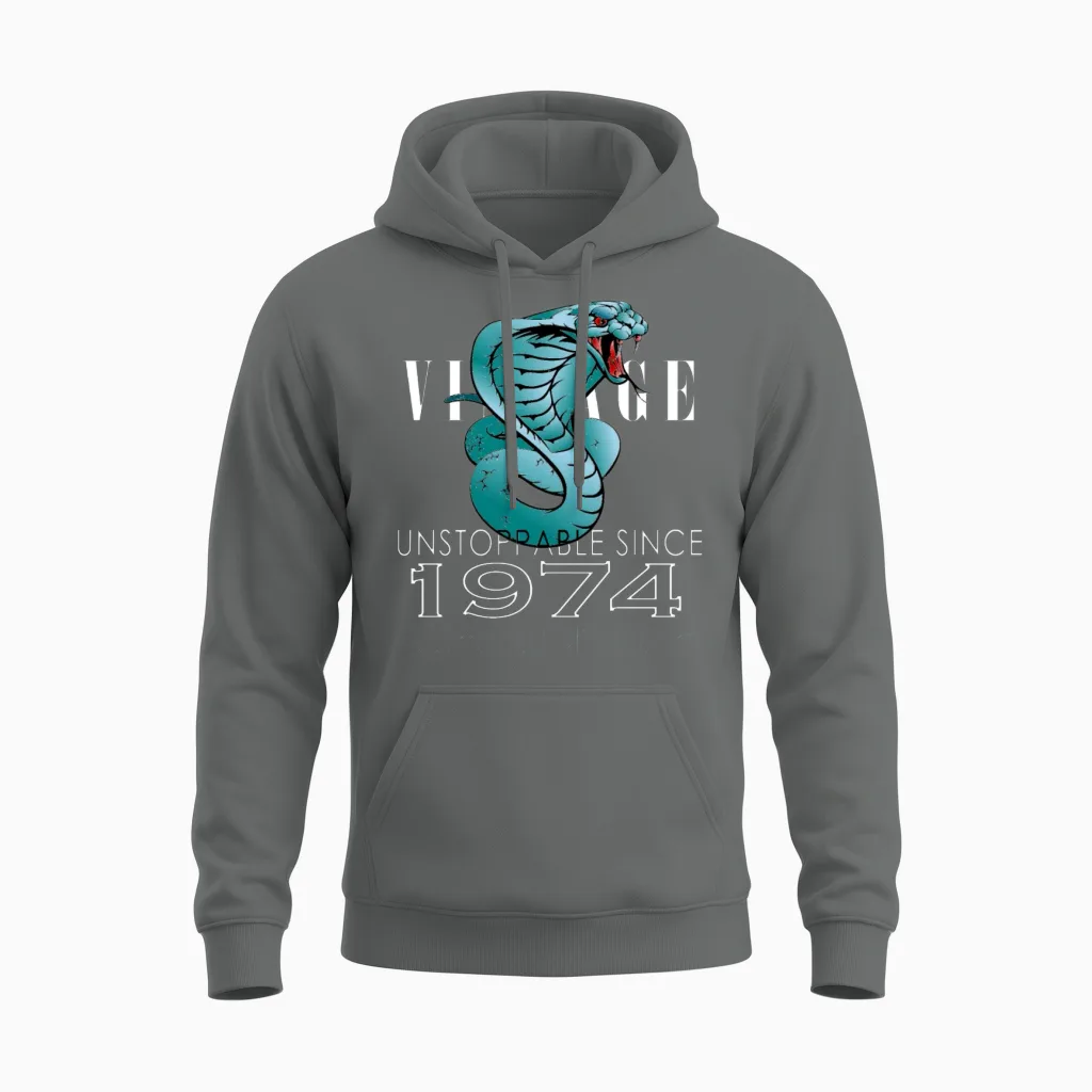 1974 Vintage Cobra 49 Years Limited Edition Unisex Hoodie in Graphite Heather