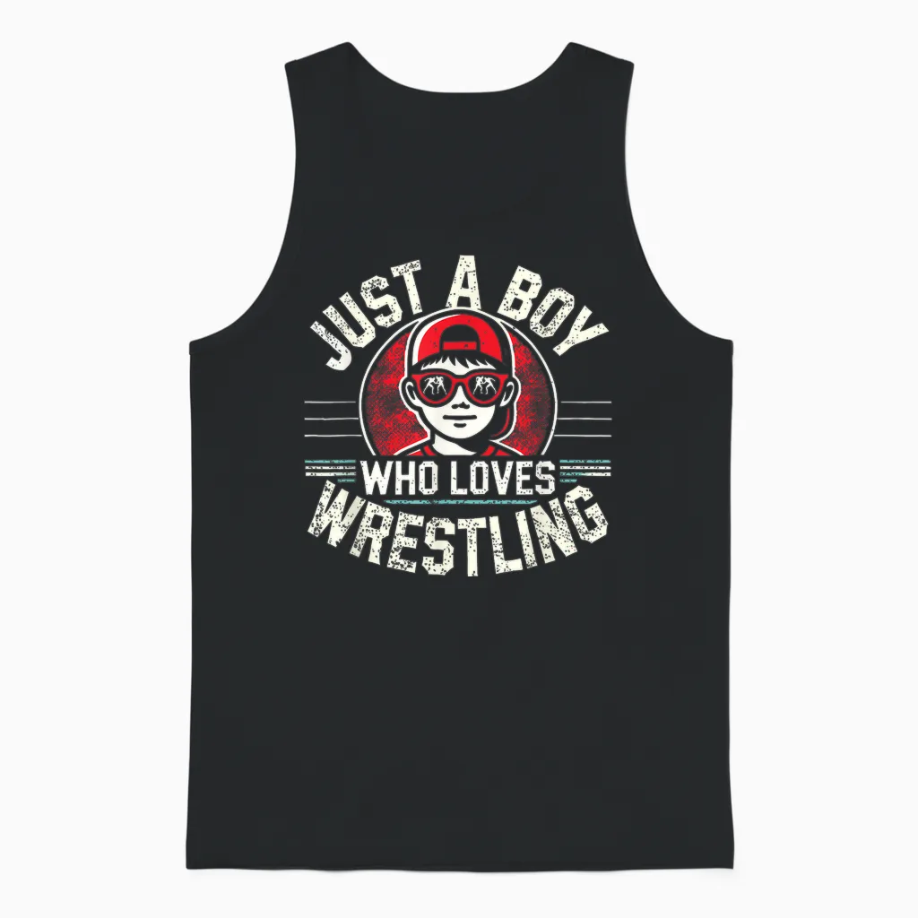 Just a Boy Who Loves Wrestling, Boys & Kids, Wrestler Unisex Tank Top in Black