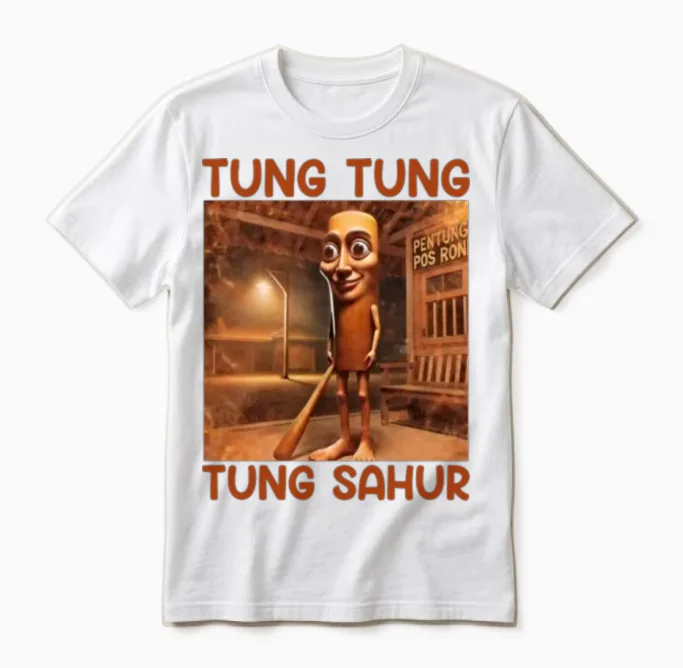 Ung Tung Tung Sahur โ Viral Sahur Meme Unisex T-Shirt in White