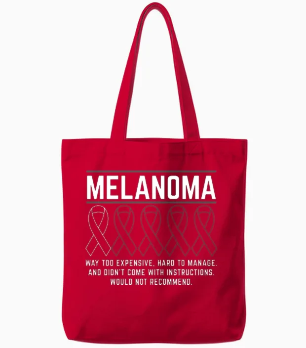 Melanoma Warrior Skin Cancer Melanoma Awareness Tote Bags in Red