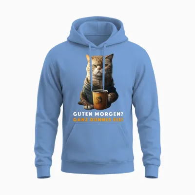 Funny T-Shirt with German Text "guten Morgen Ganz Dünnes Eis [german Language], Black Unisex Hoodie - Carolina Blue