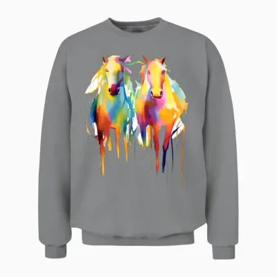 Miniature Horses Mini Horse Watercolor Splash Unisex Sweatshirt - Sport Grey