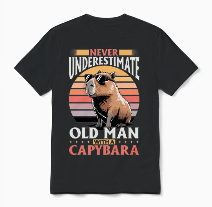 Funny Capybara Unisex T-Shirt in Black