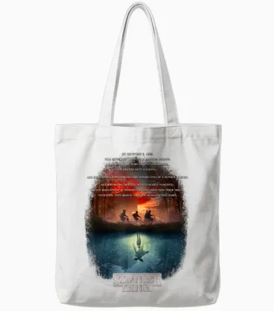 Stranger Things Upside Down Poster Officially Licensed Tote Bags - White