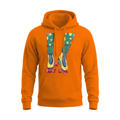 Retro Yellow Roller Skates Unisex Hoodie - Safety Orange