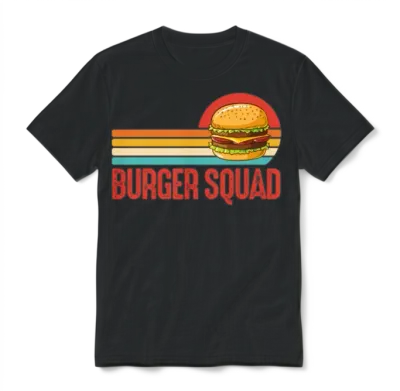 Burger Squad Retro Unisex T-Shirt - Black