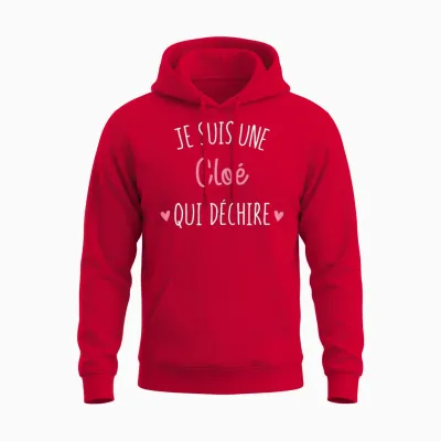 Personalised Gift Women's Name Cloé Qui Déchire Unisex Hoodie - Red