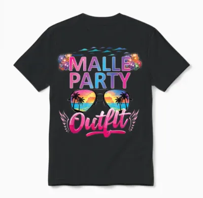 Malle Party Gruppenshirt Mallorca Outfit Damen Herren Party Unisex T-Shirt - Black