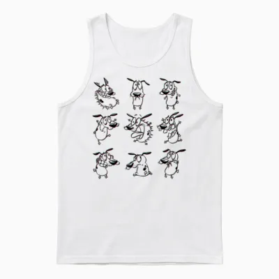 Courage the Cowardly Dog All Emotions Unisex Tank Top - White