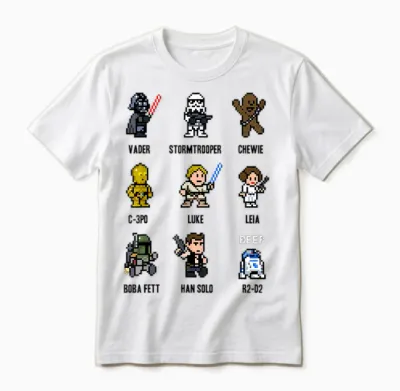 Star Wars Sprite Characters 8-Bit Pixel Graphic Unisex T-Shirt - White