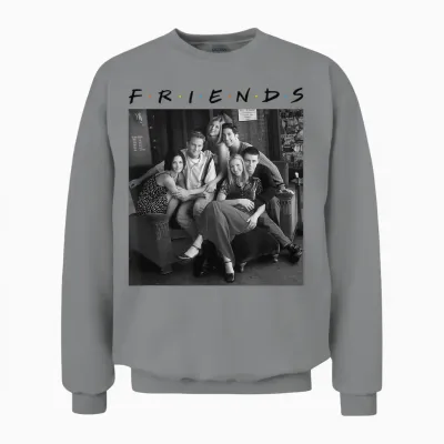 Friends Group Photo 6 Bw T-Shirt, White, S Unisex Sweatshirt - Sport Grey